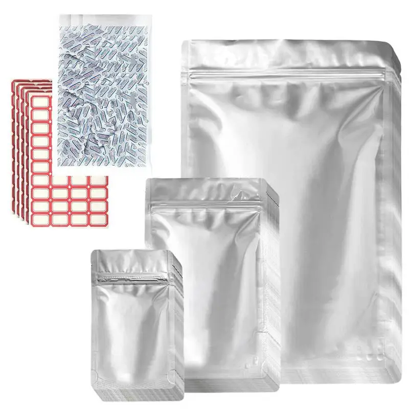 

Thicken Mylar Bags Set 100 Food Storage Bags For Grains Wheat Rice Reusable Heat Sealable Resealable Airtight Smell Proof