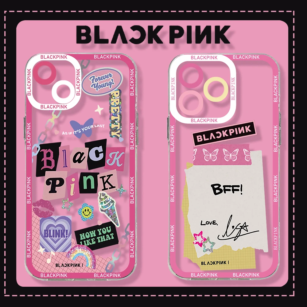 

Korea Black Kopo Girl Group Label Phone Case for IPhone 14 13 12 Mini 11 Pro Max X XR XS 7 8Plus Soft Silicone Transparent Cover