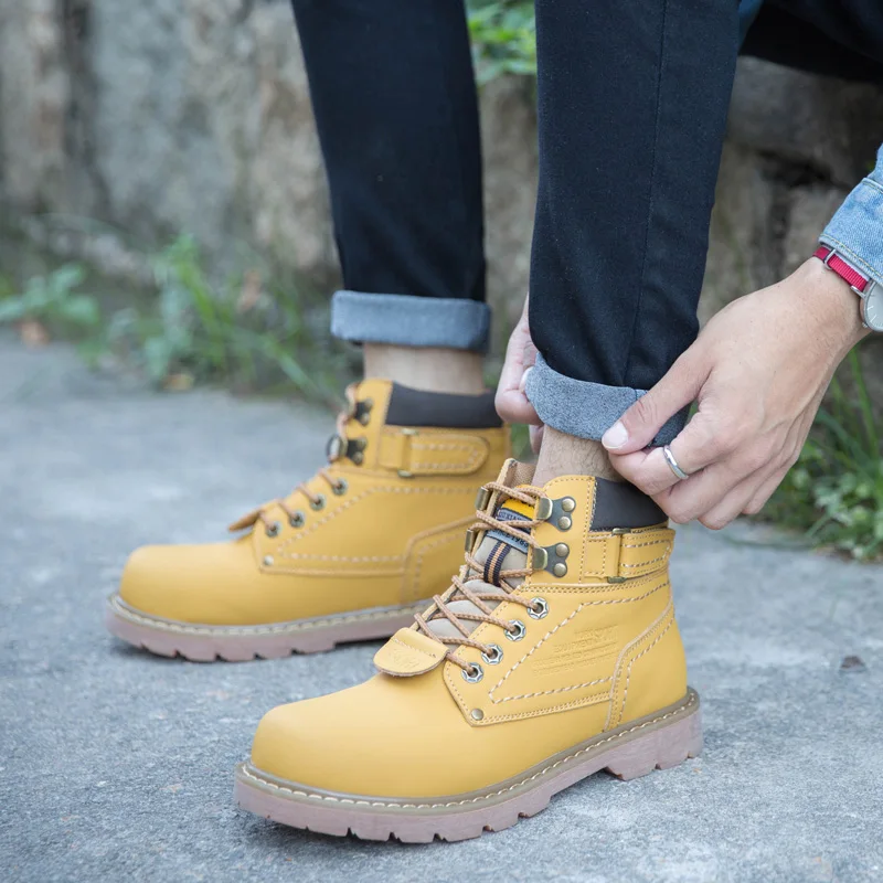 Hiking Shoes High-quality Leather Big Head Non-slip Anti-collision Tooling Shoes Couple Outdoor Leisure  Sneakers Size 35-46