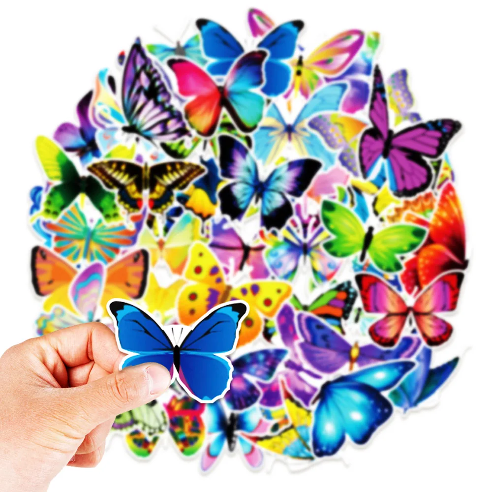 

50Pcs Colorful Butterfly Stickers Cute Graffiti Sticker Diy Fridge Guitar Skateboard Car Laptop Luggage Phone Decal Kid Toy Gift
