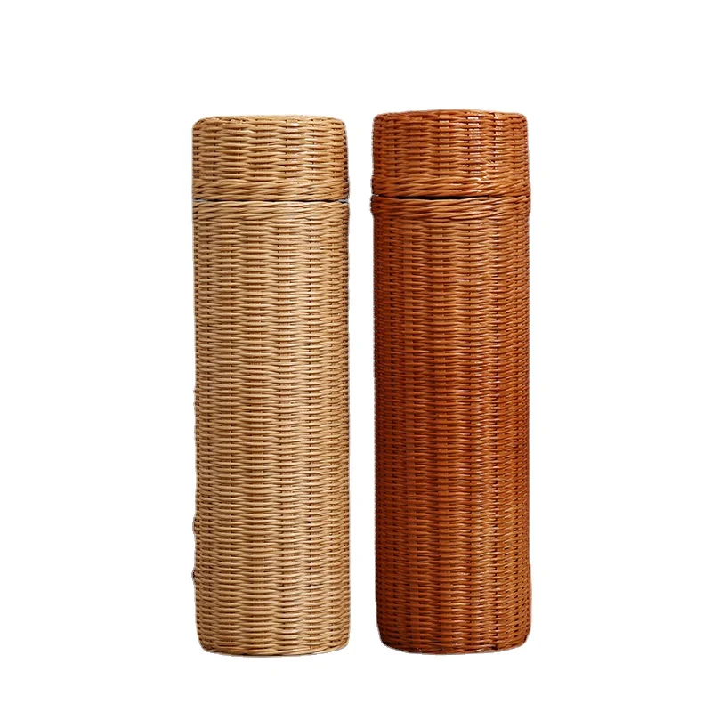 For Tea Portable Stainless Steel Water Bottle Business Gift Chinese Style Retro Bamboo Thermos Cup 500 Ml