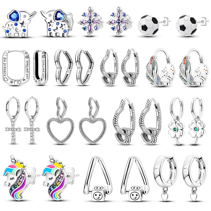 

925 Sterling Silver Piercing Studs Cat Earrings For Woman Original Hoop Heart Shaped Earring 2022 Trend Girl Jewelry Certified