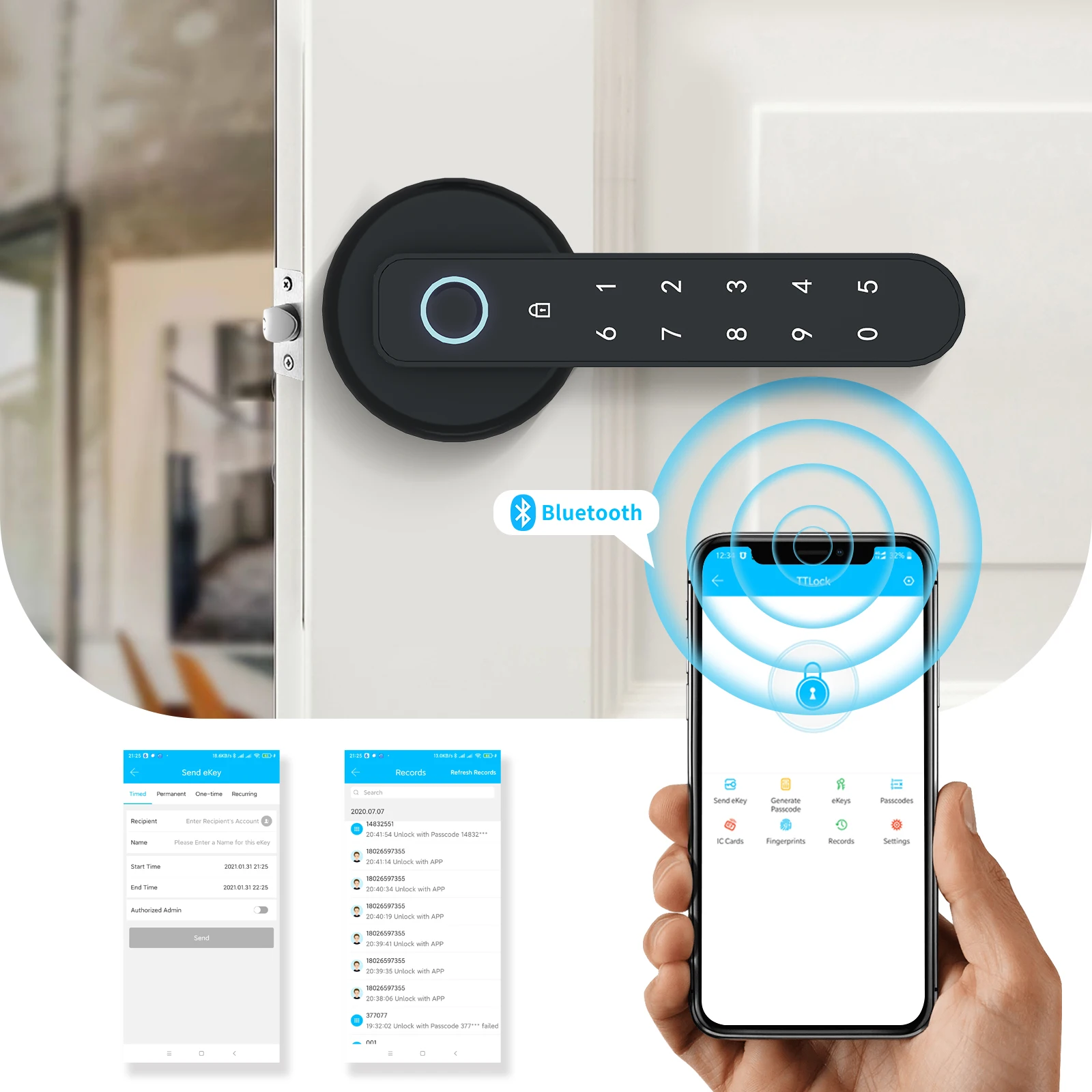 Умный дверной замок TTLOCK с клавиатурой цифровой биометрический со сканером