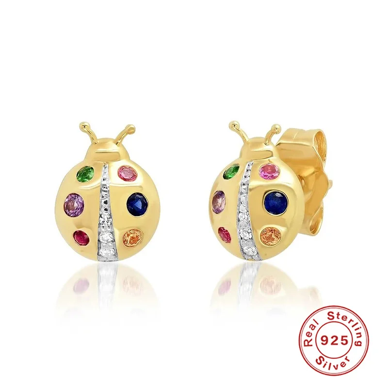 

Серьги-гвоздики из серебра 925 пробы с божьей коровкой