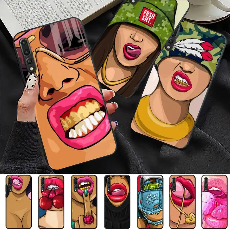 

Sexy lady Red lips hot girl Phone Case for Huawei P30 40 20 10 8 9 lite pro plus Psmart2019