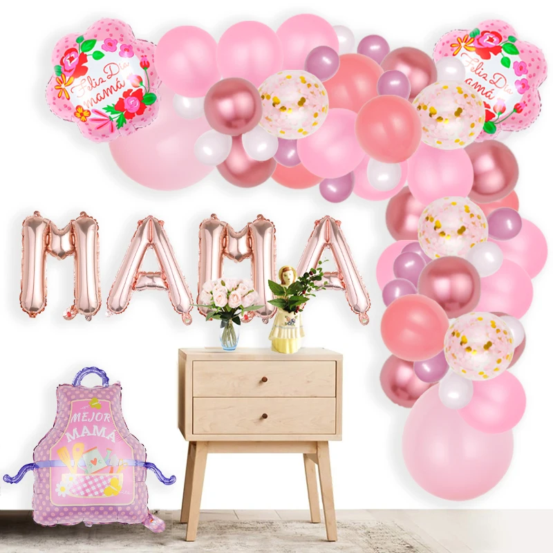 

Spanish mother vase apron aluminum foil balloon confetti Baloes beloved Feliz Dia mother gift Happy Mother's Day decoration