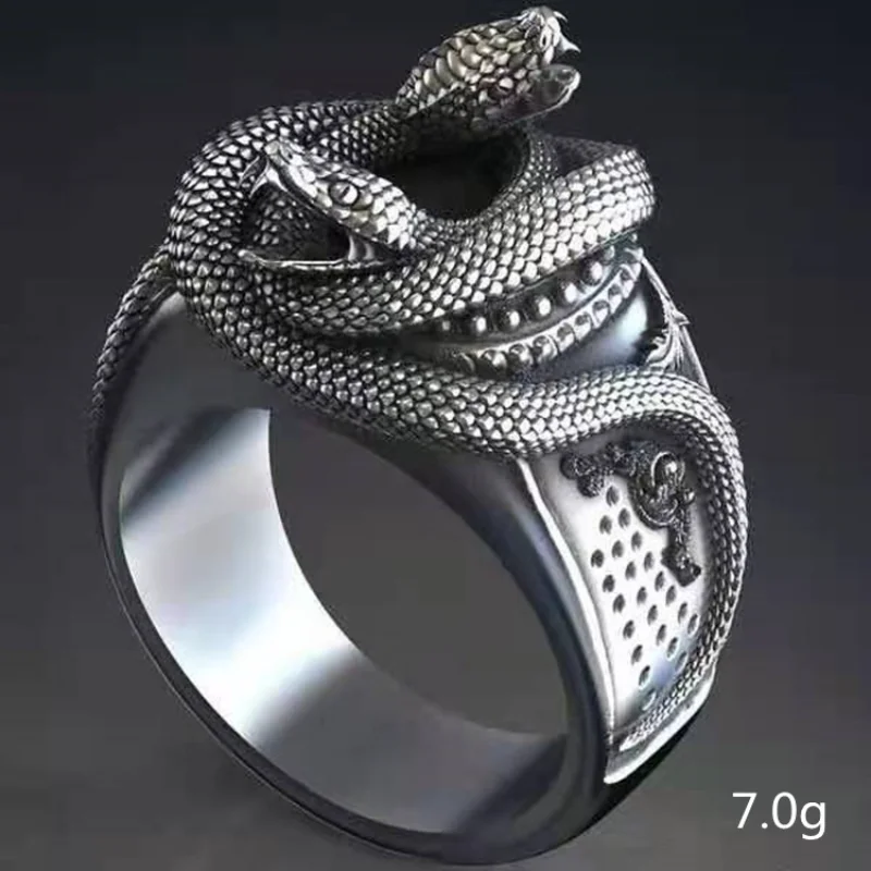 

Punk Hip Hop Unique Gun Black Wrapped Double Headed Snake Ring for Men and Women Y2K Vintage Gothic Fashion Jewelry Gift