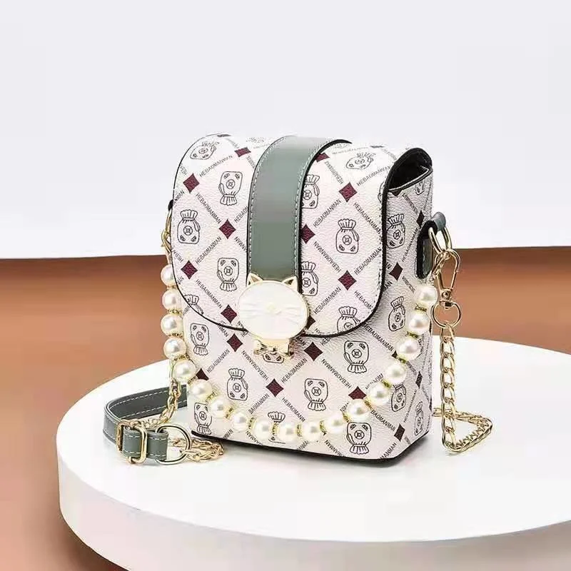 

Bag Women's New Pearl Chain Handbag Handbags Fashion Small Square Bag Single Shoulder Diagonal Bag