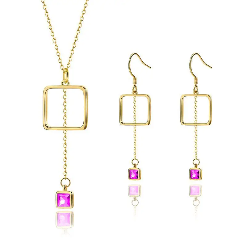 

Fine Jewelry Set Luxury S925 Sterling Silver Zircon Tassel Pendant Necklace for Women Drop Earrings Wedding Set Gift for Girl