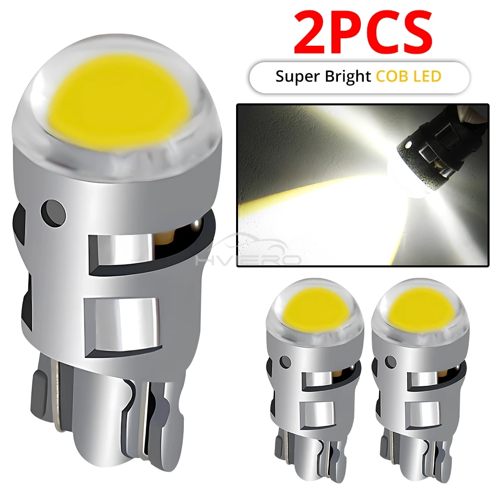 

2X T10 COB W5w Светодиодная лампа указателя поворота 12 В для чтения автомобиля, внутренний купольный светильник, резервная лампа заднего номера, ультра яркая