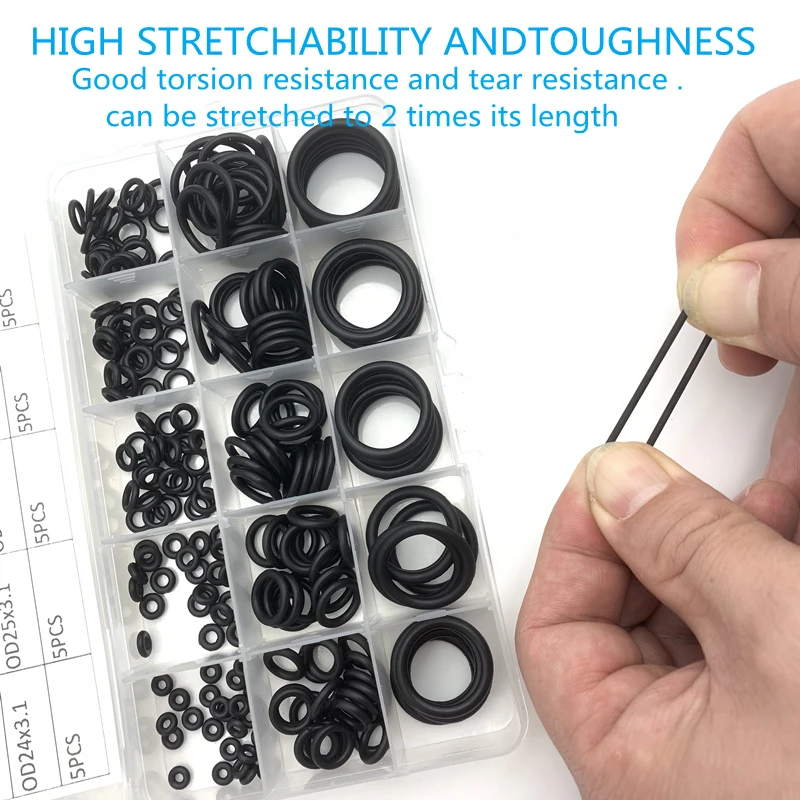 200 шт./кор. уплотнительные кольца резиновые шайбы ассортимент черные набор