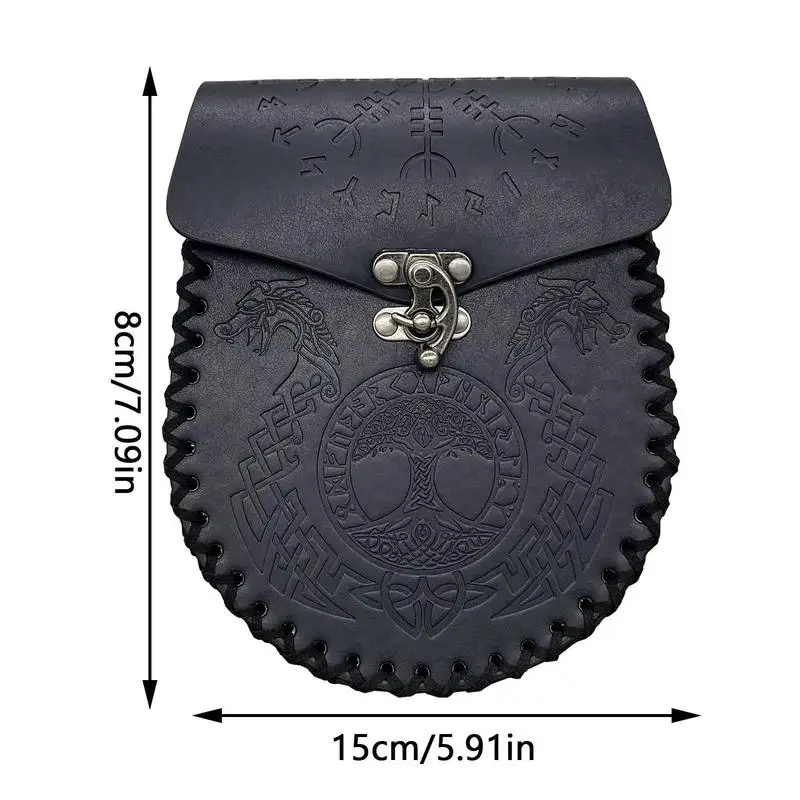 Renaissance Bag Nordic Embossed Belt Bag Renaissance Costume Accessories LARP Waist Bag Cosplay Coin Purse Retro Medieval