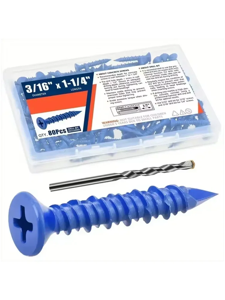 

Синие винты для бетона 3/16x1-1/4", 80 шт.