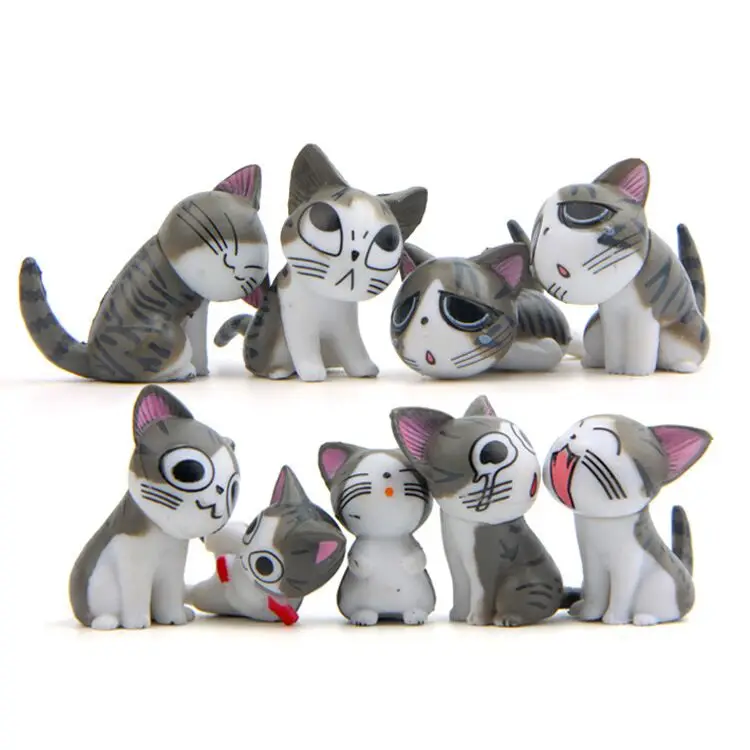 

9Pcs/Set Anime Sweet Cat Gray Cat Action Toy Figures 2-3CM