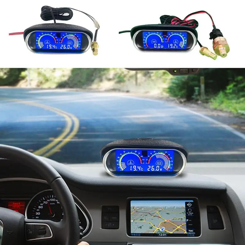 

Multifunctional Car Temp Gauge For Water Temperature Voltage Oil Pressure Monitoring Voltage Oil Pressure With Long Lifespan