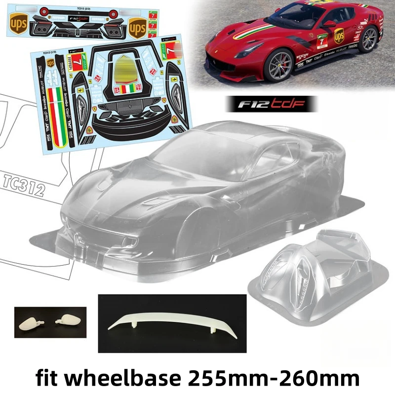 1/10 Ferari F12 RC Drift Car корпус корпуса 190 мм ширина для дорожного автомобиля 255 мм-260