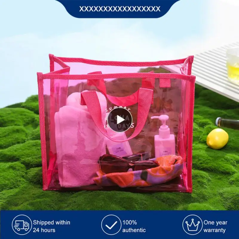 

Outdoor Fashion Transparent PVC Hand Carry Travel Portable Clothing Storage Swimming Beach Bag Handbag Korean Style For Travel