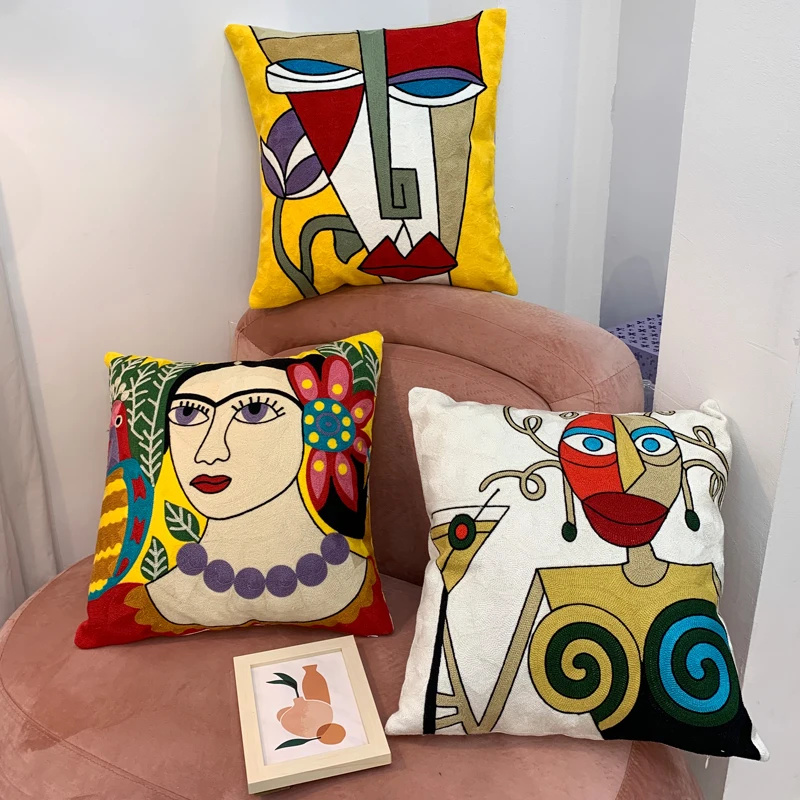 

new style Cushion Cover Picasso Embroidered Decorative Throw Pillowcases Abstract Creative Decoration For Home Sofa Car Covers