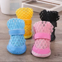 dog shoes summer breathable soft soles 4pcs set anti slip durable waterproof mesh socks shoes for walking shoes