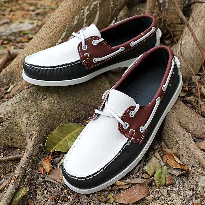 Парусные туфли ручной работы из натуральной кожи для мужчин мягкая подошва