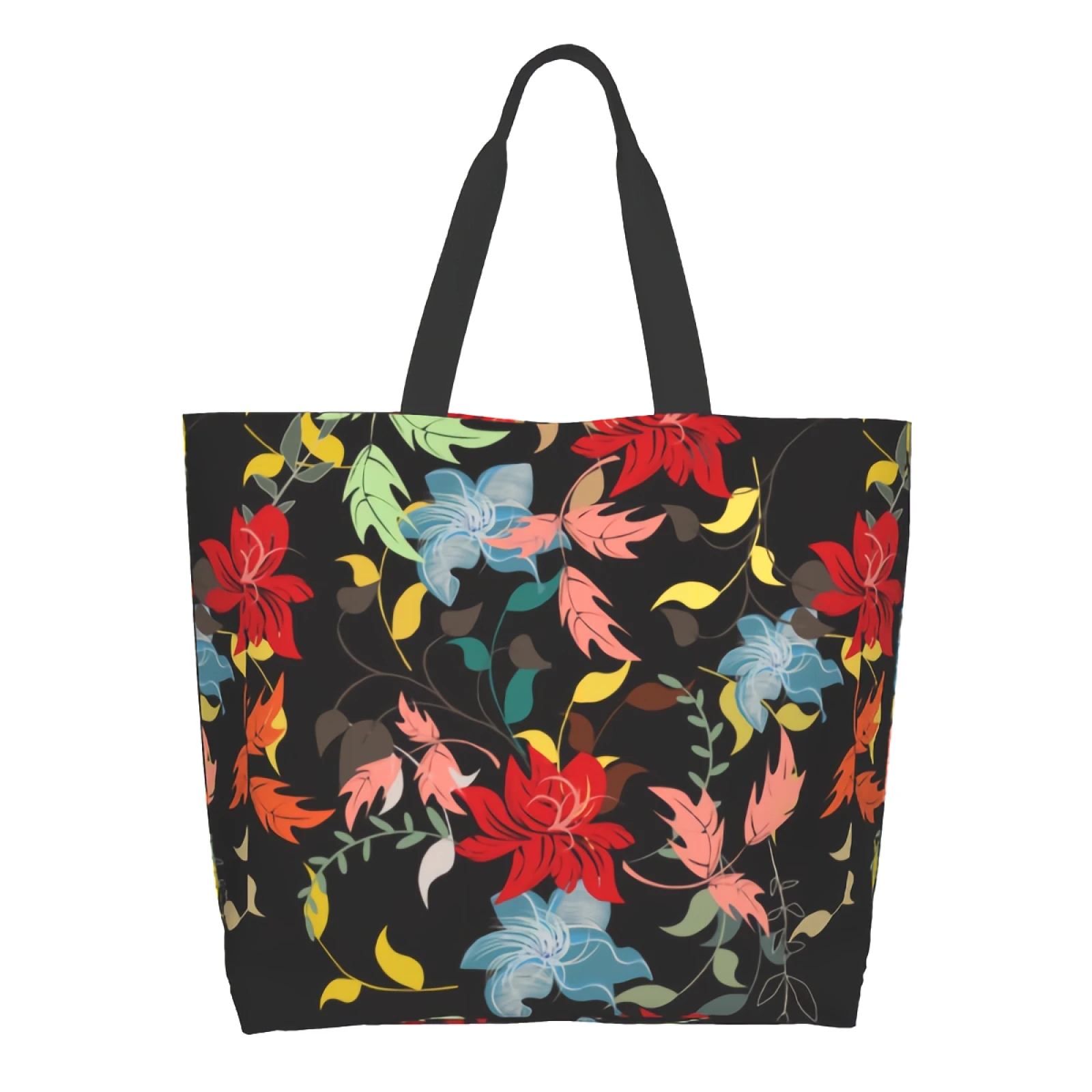 

Branches And Leaves Reusable Tote Bag Shopping Travel Storage Tote Lightweight Washable Shoulder Bags Handbag