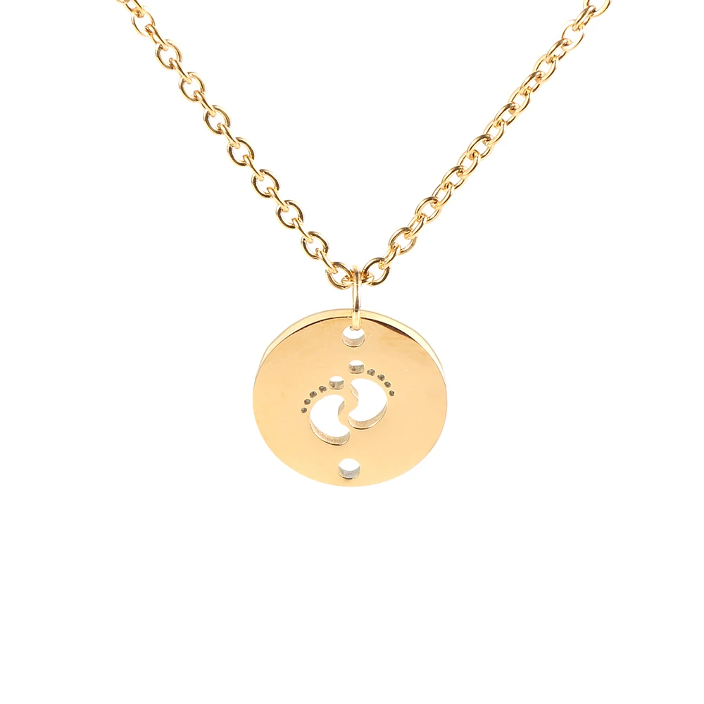 

Nabest 2 Styles Stainless Steel Gold Footprint Pendant Necklace Hollow Round Coin Fashion Jewelry For Women Girl Gift