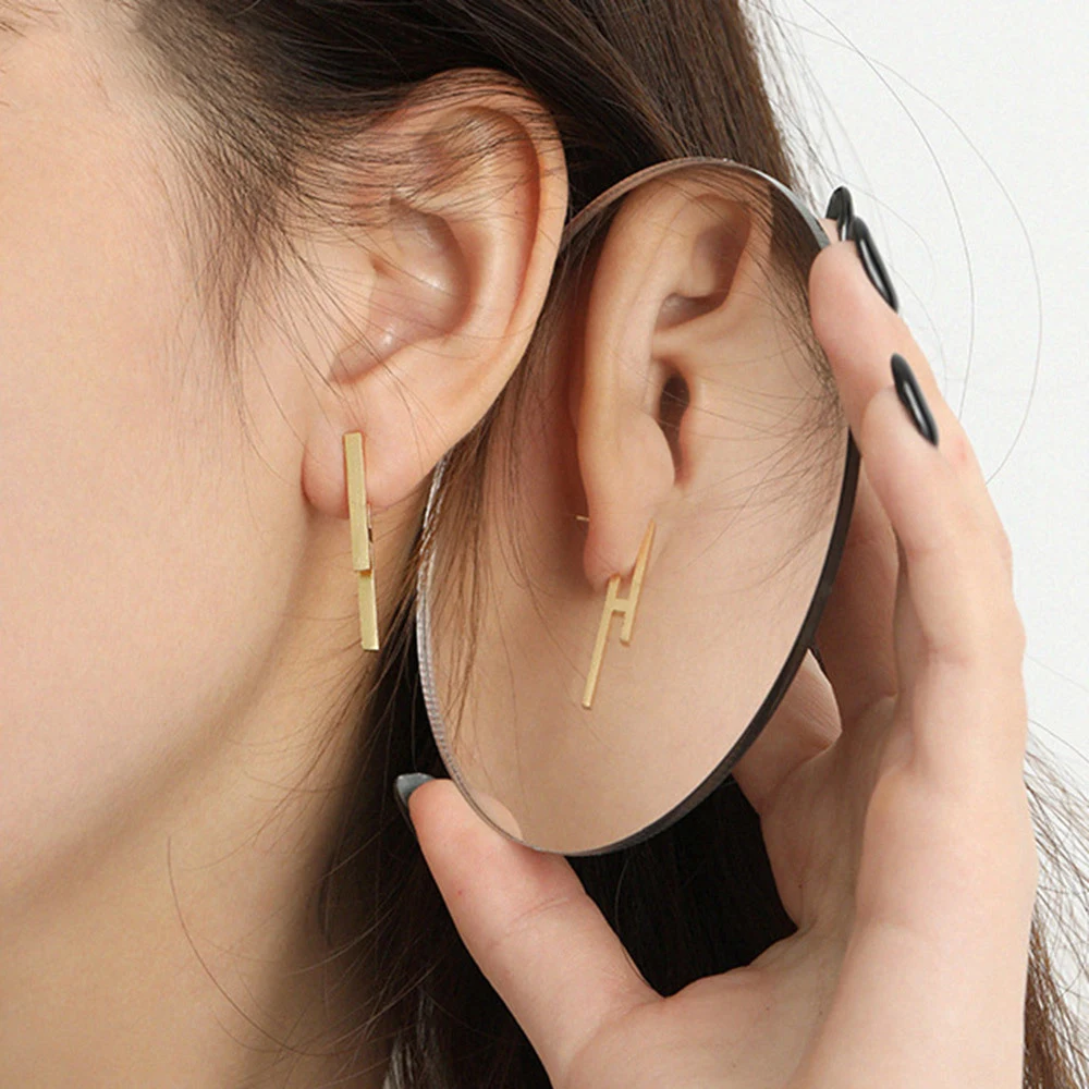 

S925 Silver Simple H-shaped Fashion Personality Earrings Pierced Not Allergy Ladies Fashion Jewelry Trend Ins Same Earring Gift