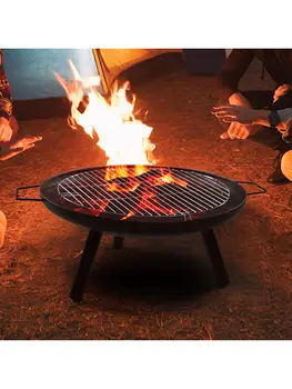 23 in Outdoor Fire Pit Bowl Round Fire pit Wood Burning Camping Patio Backyard Beach BBQ 1