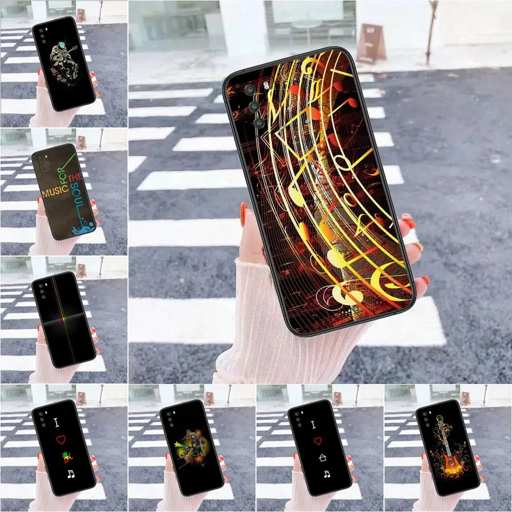 Музыкальное искусство Черная оболочка живопись водонепроницаемое для iPhone 13 12 11