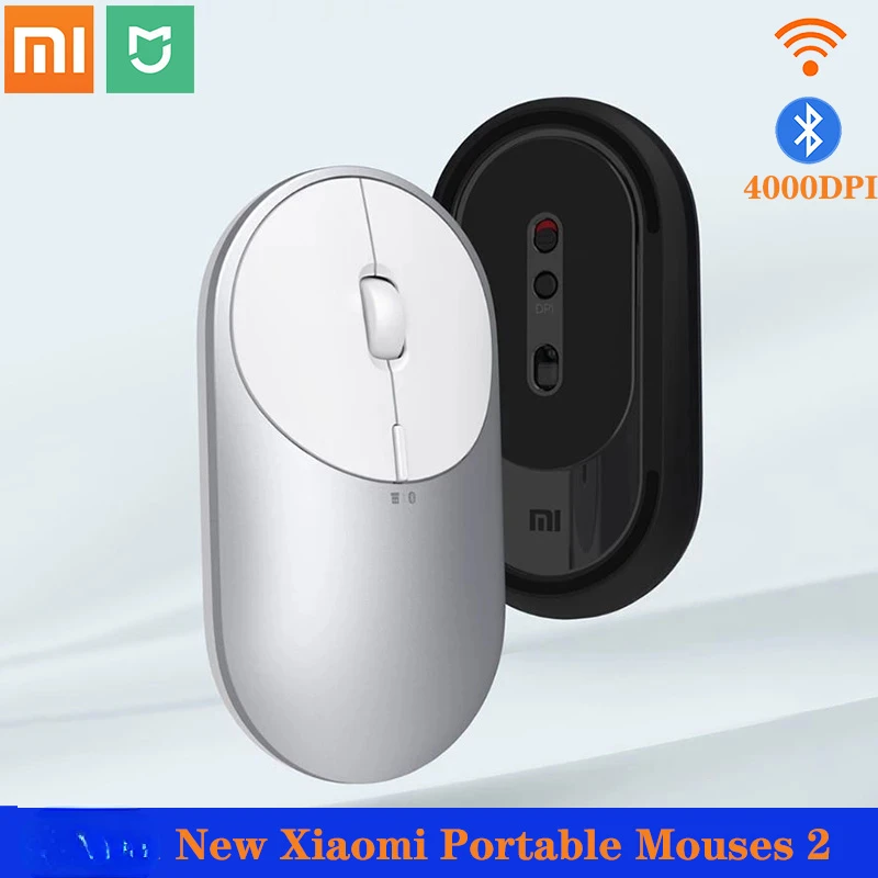 

Original Xiaomi Mi Portable Mouse 2 Optical Wireless Bluetooth 4.2 RF 2.4GHz 4000DPI Adjustable Dual Mode Connect for Laptop pc