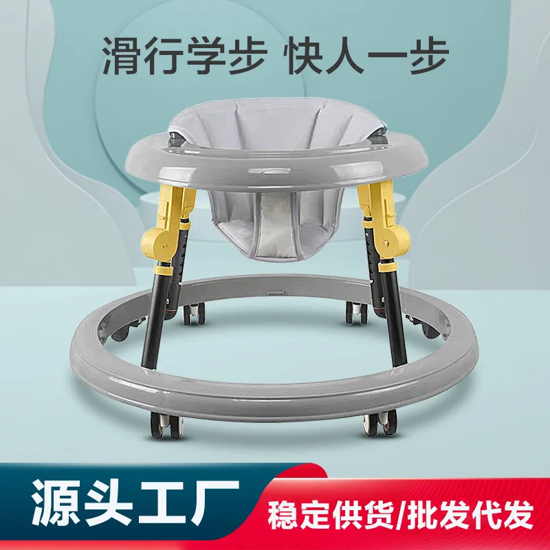 Baby walker anti-O-leg multi-function anti-rollovers 5-18 months can sit pushable trolley children