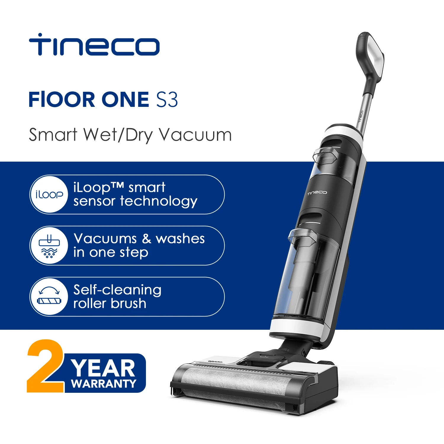 Tineco Floor One S3 Cordless Wireless Wet Dry Vacuum Cleaner Multi-Surface Smart Wireless Floor Washer Handheld Household APP