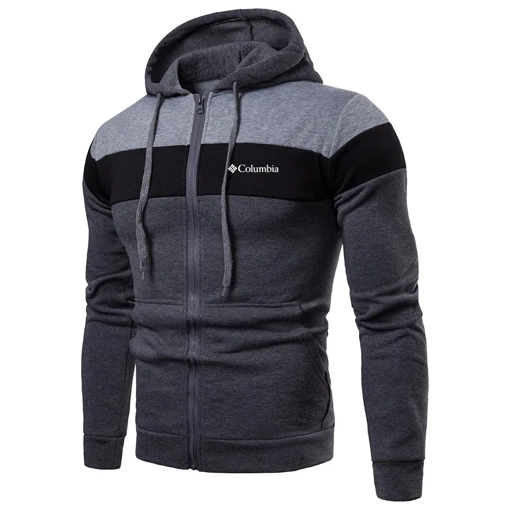 

Winter Colombian Street Fashion Autumn Outdoor Men's Zip Panel Hooded Sweatshirt Hooded Casual Loose Wool Coat