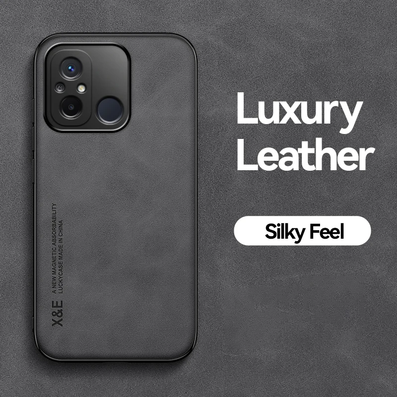 

Leather Case for Xiaomi Redmi 12C 22120RN86G Luxury Car Magnetic Holder Soft Edges Hard Armor Shockproof Phone Cover Redmi12C