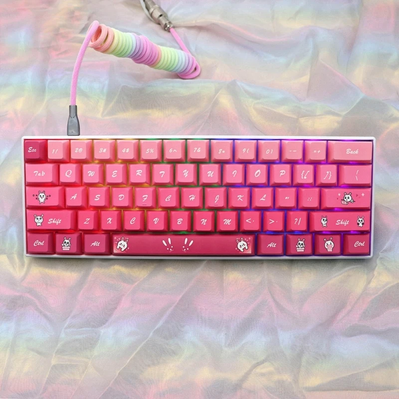 

148 ключей DYE-SUB Keycap Cherry-Profile Pink Rabbit Keycaps для MX-Switches Gaming Mechanical Keyboard Персонализированные