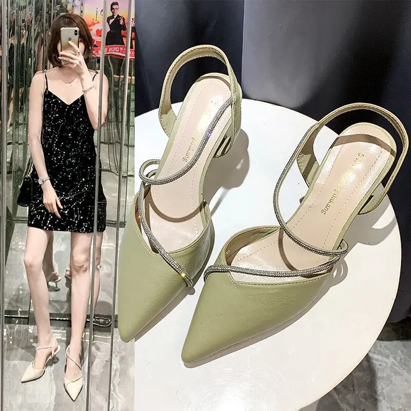

2023 summer and autumn women's fashion stiletto pointed toe set foot straps high heels 1817