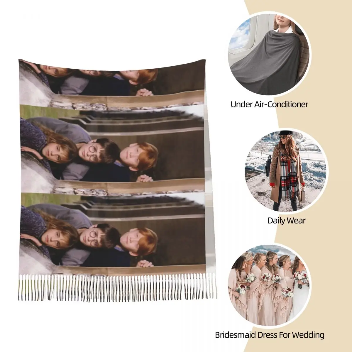 Шарф из фильма H-HARRY P-POTTER теплые мягкие шали Wrpas с длинной кисточкой женские