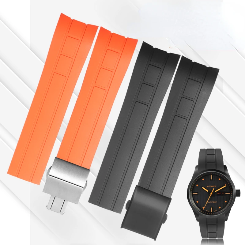 

Arc Mouth Rubber Watch Strap for Citizen Air Eagle/Meidu Rudder M005 Sao Orange Men's Waterproof Sweat-Proof Watchband 23mm