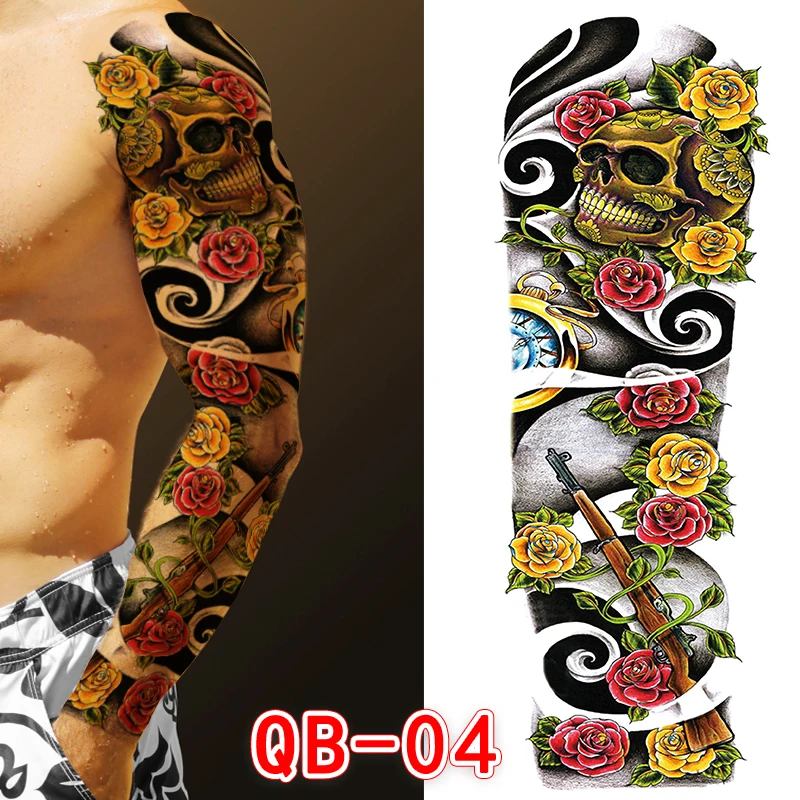 Водостойкая Временная тату-наклейка павлиний Тотем Геометрическая на всю руку