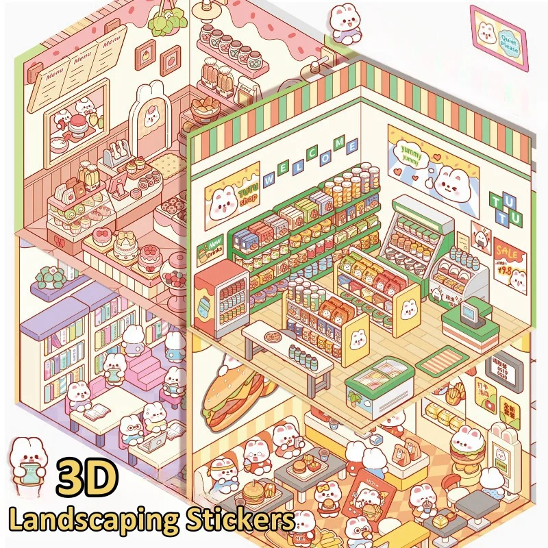 Мультяшная миниатюрная сцена 3D наклейки для ландшафтного дизайна сделай сам в
