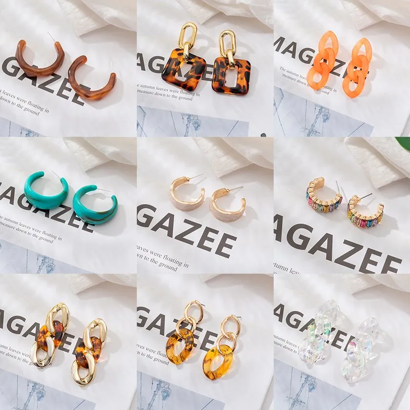 

Fashion Vintage Colorful Acrylic Earrings For Women Statement Geometric Gold Acetate Party Earrings 2023 Trend Bohemian Jewelry