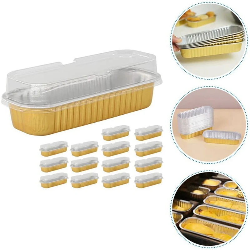 

Mini Disposable Loaf Pans Foil Bread Containers Storage Tray With Lid Oblong Tin Food, 100 Pcs