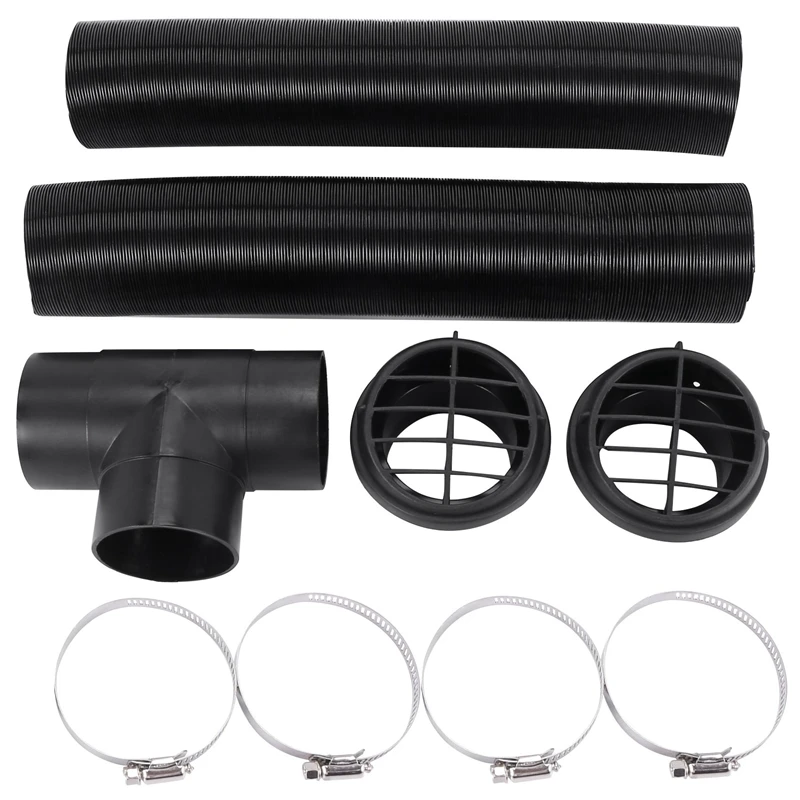 

60mm Car Auto Heater Pipe Duct T Piece Warm Air Outlet Vent Hose Clips Set for Parking Heater Webasto Eberspacher