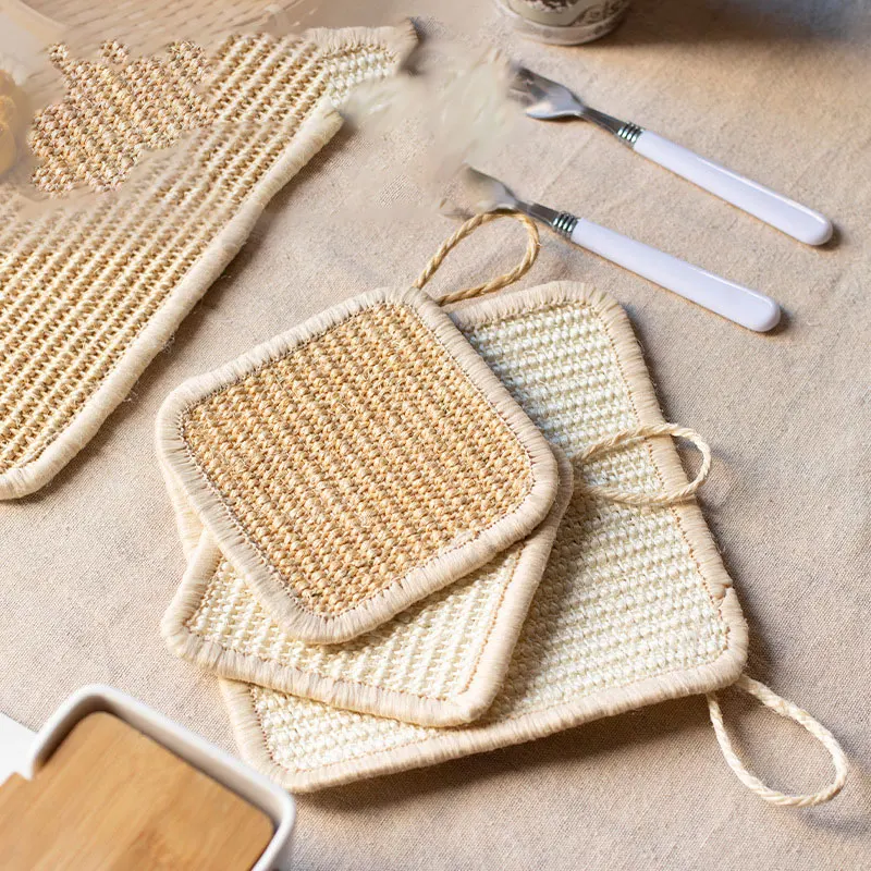 Подставка из натурального сизаля в японском стиле теплоизоляционная