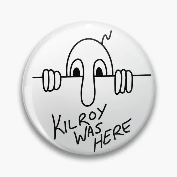 

Мягкая булавка Kilroy Was Here с черными буквами, забавная креативная Металлическая Булавка для шляпы с изображением героев мультфильмов, одежды, ...