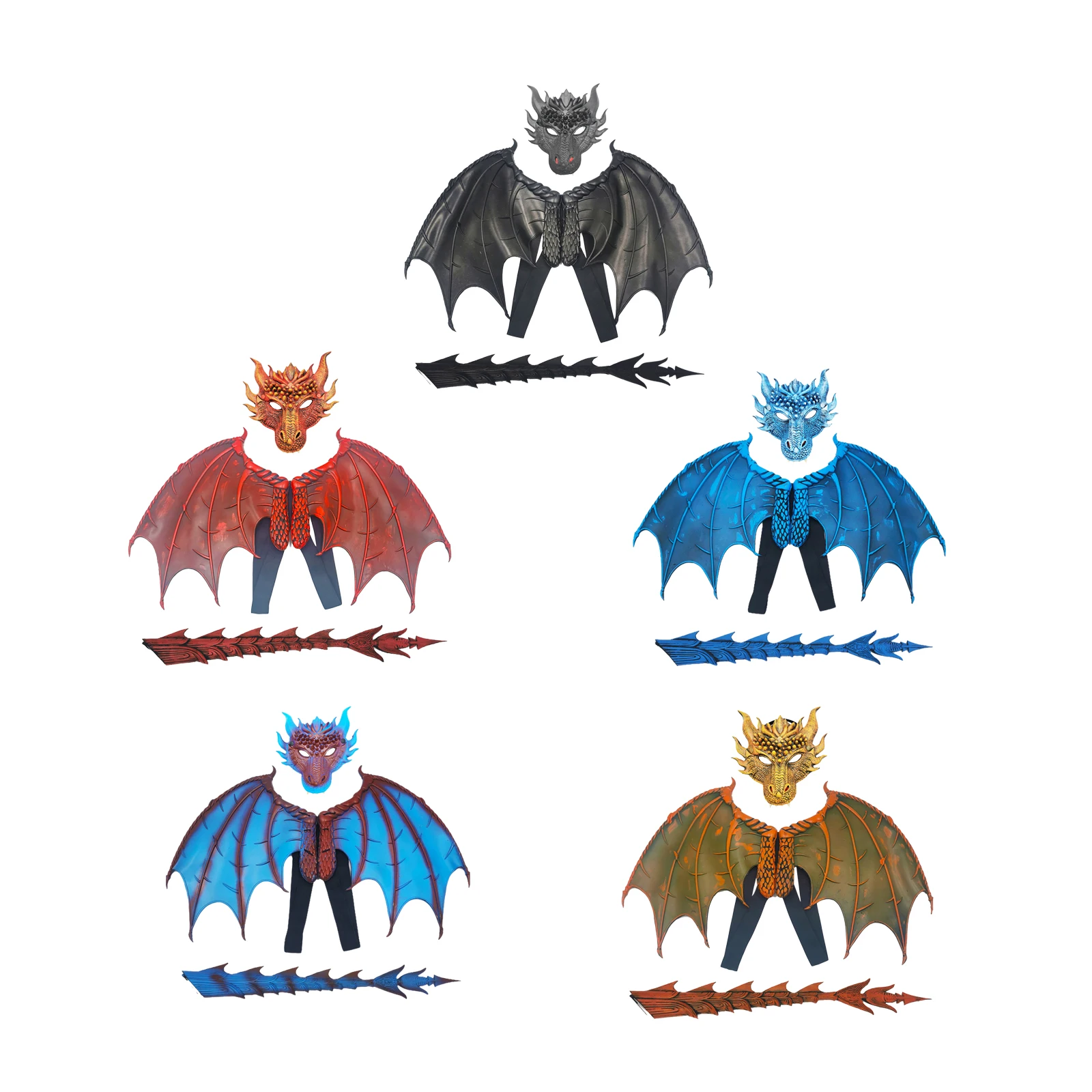 Маска дракона костюм крыла косплей маскарадный с хвостом динозавра для