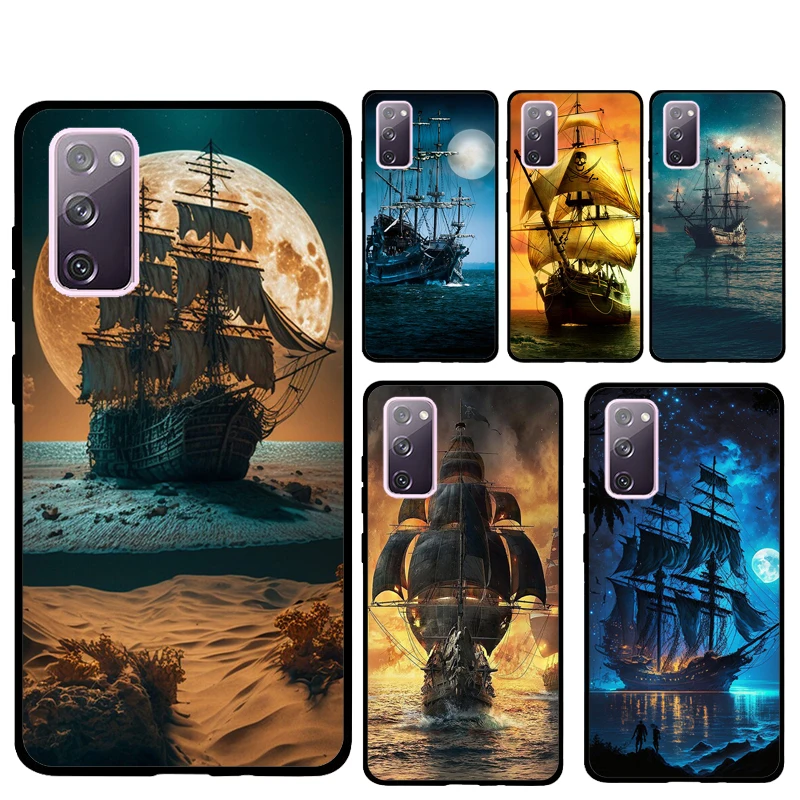 Чехол для телефона Пиратский корабль Samsung Galaxy S25 Ultra S9 S10 Plus S20 S21 S22 S23 FE S24 Back Cover