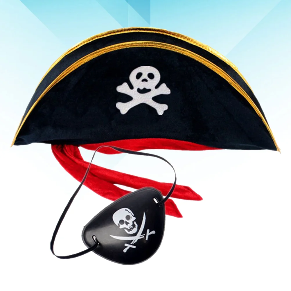 

2 Pcs Pirate Accessories Kids Masquerade Cosplay Props Hat Prom Captain Costume Child