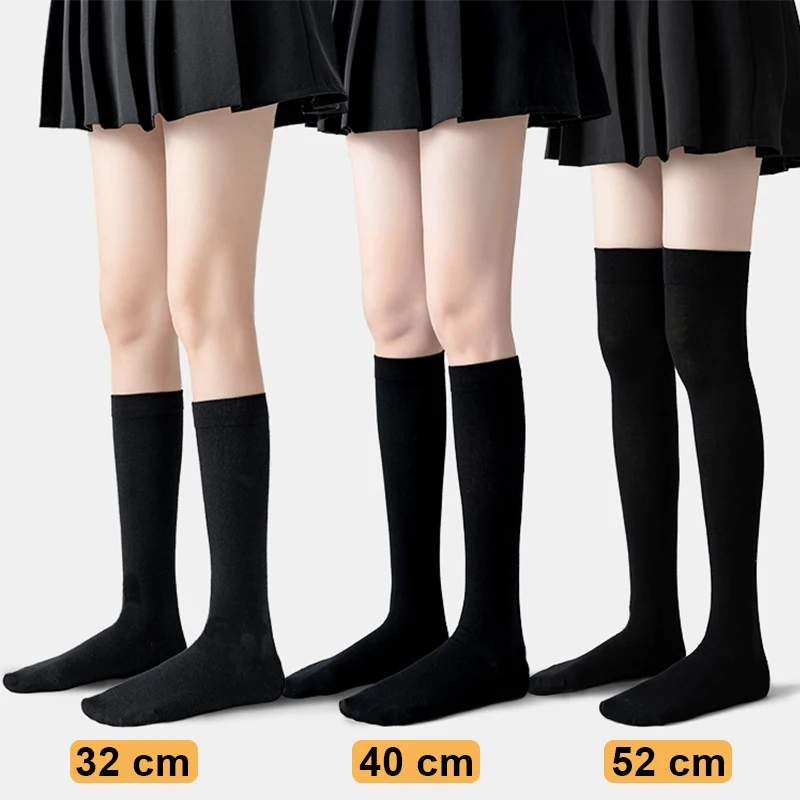 

Женские носки JK, милые черные, белые длинные плотные носки в стиле "Лолита", однотонные гольфы, модные милые пикантные нейлоновые чулки для косплея