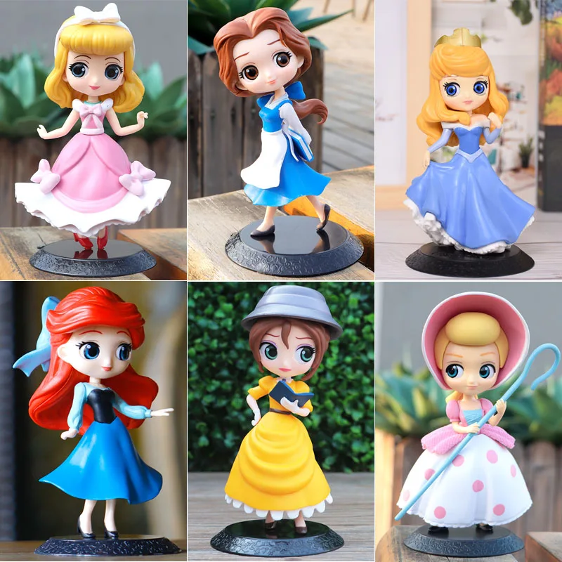 

Q Posket PVC Figure Model Toy Doll Big Eyes Princess Snow White Elsa Anna Rapunzel Jasmine Cinderella Sofia Toys for Girls Gifts